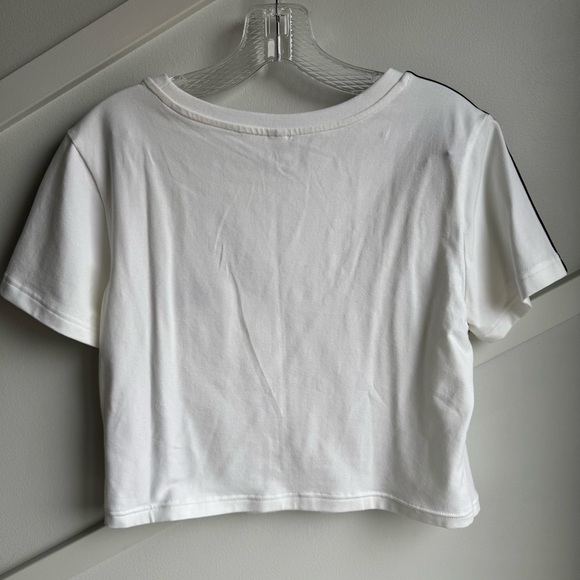 Adidas Sportswear ESSENTIALS 3 STRIPES BABY T-shirt Jersey Crop Top B&W size L - Picture 8 of 11